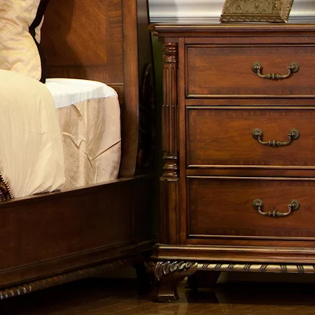 Traditional Warm Cherry 3 Drawer Night Stand